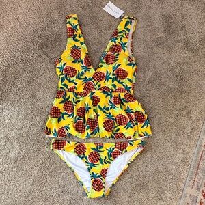 UTTU Triangle Swimwear Bikini in Yellow Pineapple Print
